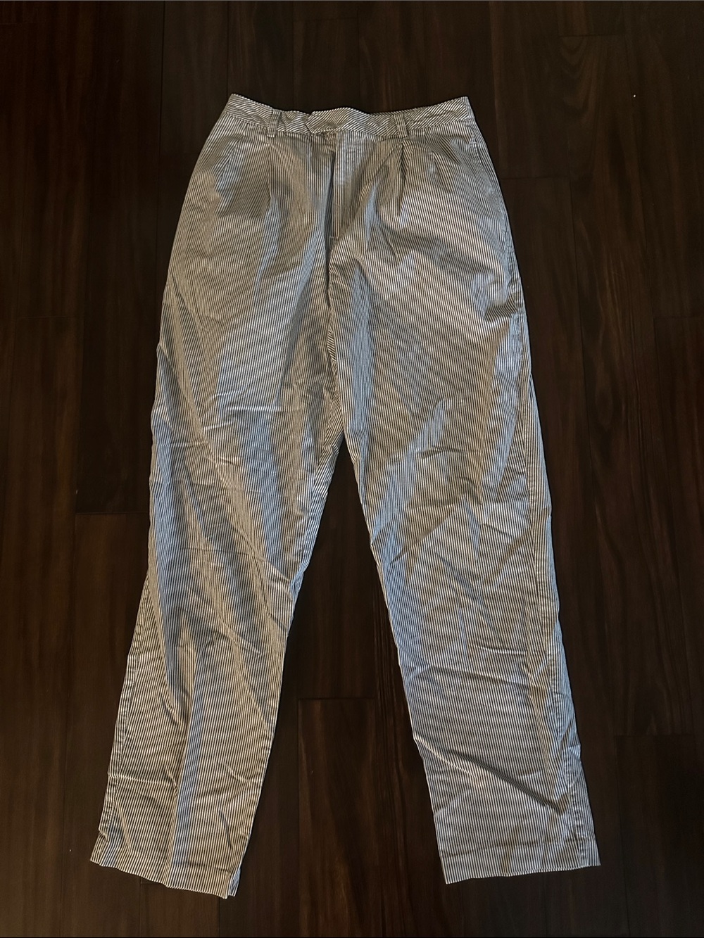 Liz Claiborne Light Blue and White Pinstripe Trousers